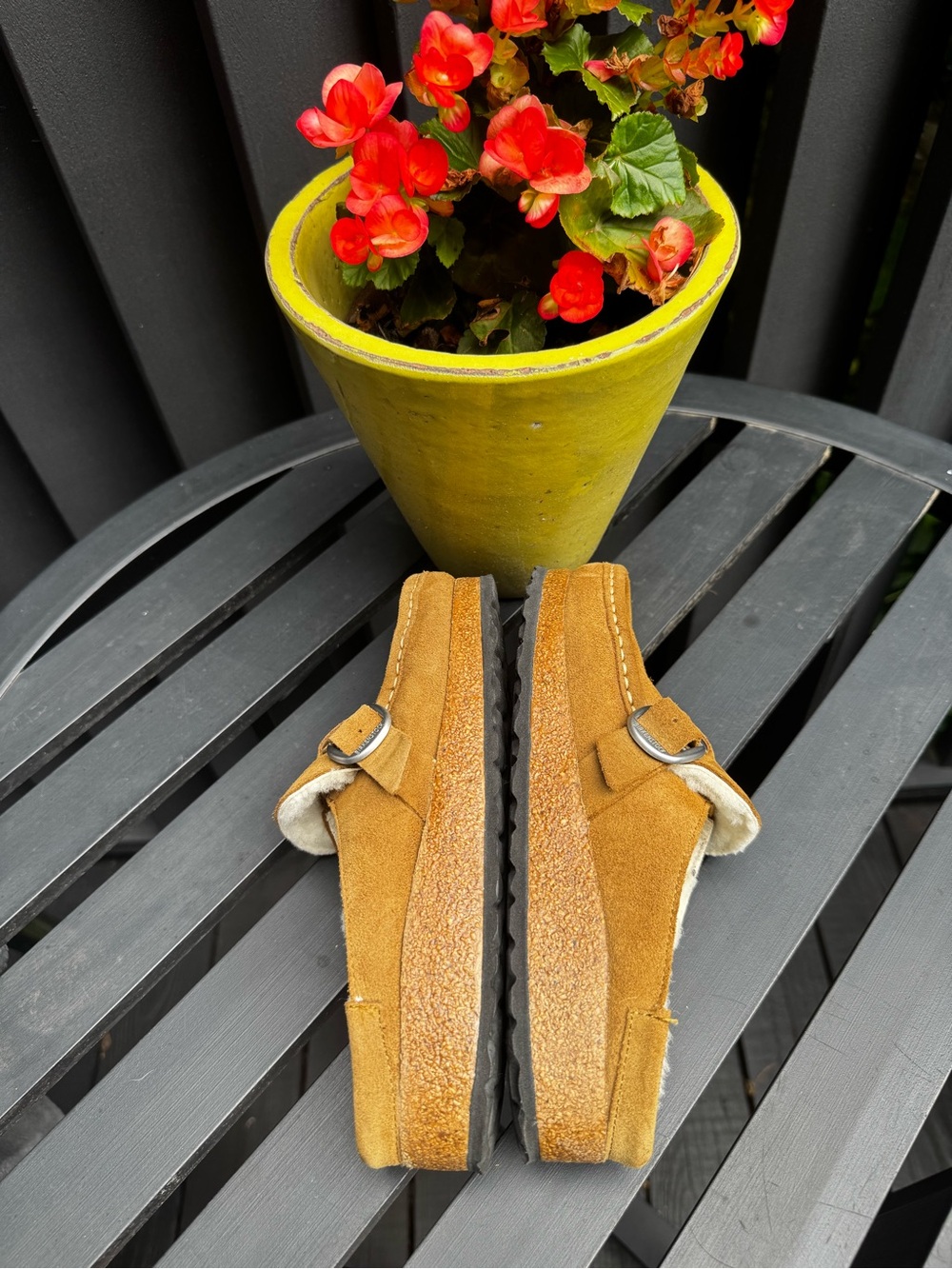Birkenstock Buckley Women's Tan Suede Shearling-Lined Mules - Picture 5 of 11